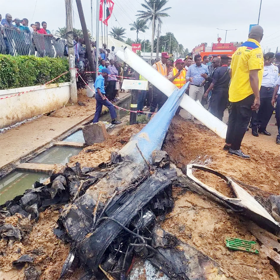 CCTV video of the moment helicopter crashed in Lagos