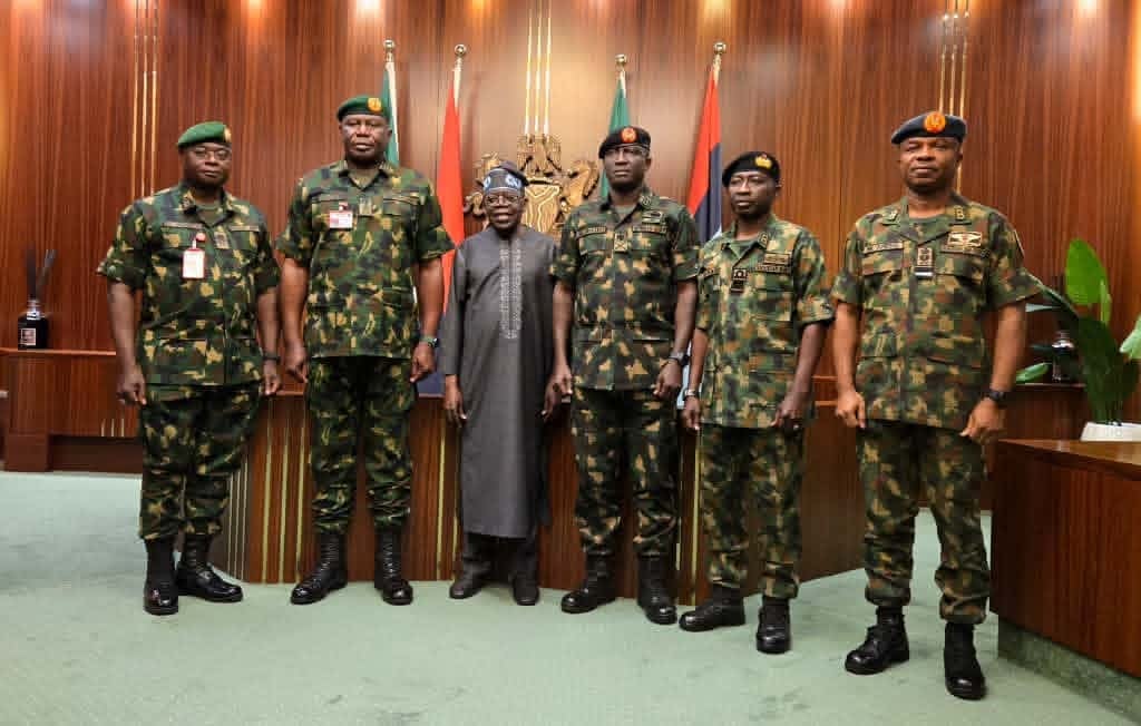 Tinubu Decorates New Service Chiefs, Charges Them to Reinforce National Security