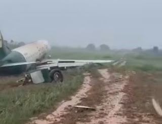 Enugu Air Plane Reportedly Damaged During Landing in Benin (Video)